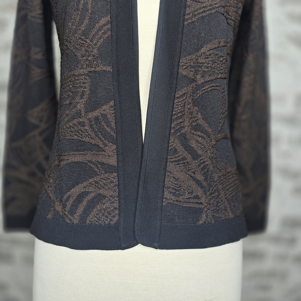 Exclusively Misook Jacket Blazer Womens Petite XS Black Brown Long Sleeve Knit - Picture 3 of 13